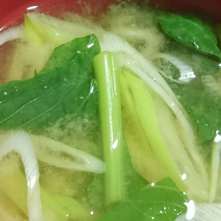 ストウブDe〜小松菜とネギの味噌汁